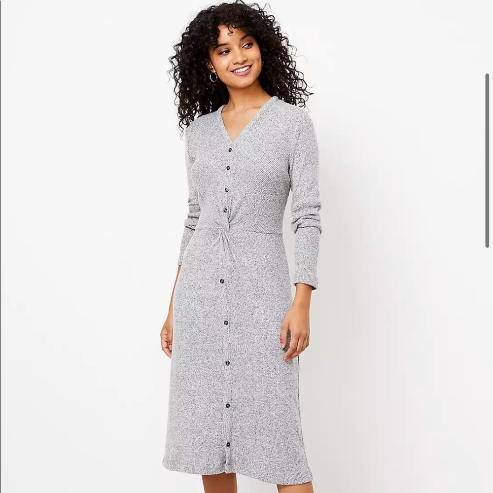 Loft Knotted Button Midi Dress
